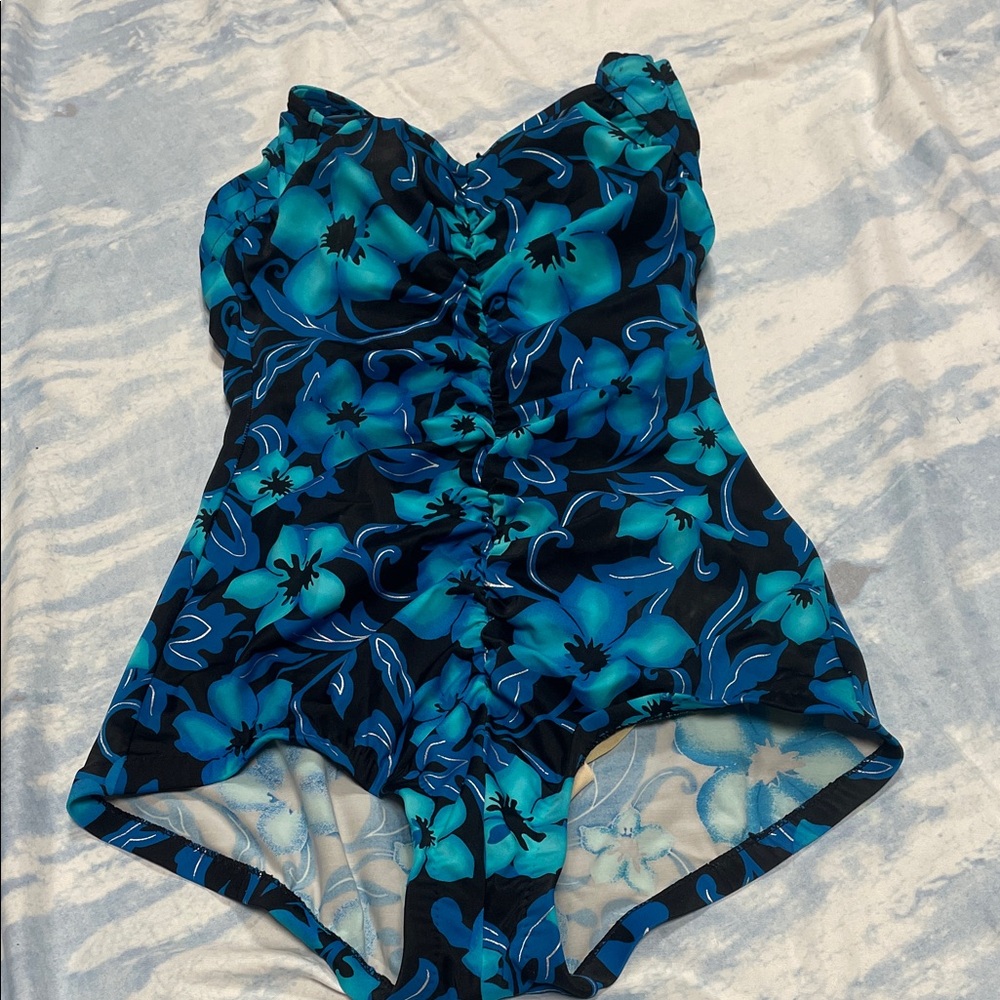 Maxine of Hollywood Blue Floral Swimsuit